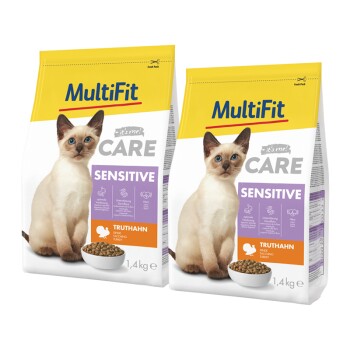 MultiFit Care Trockenfutter Katze, Adult, Sensitive, Truthahn 2×1,4 kg