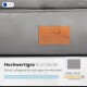 Grau synthetisches Leder Haustierbett mit "Freudentier" Logoetikett; stilvolles, pflegeleichtes und komfortables Design.