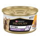 Boîte de nourriture pour chat Purina Pro Plan Kitten Healthy Start mousse, 85g, présentant deux chatons tigrés sur l'étiquette et le texte "Riche en Poulet."