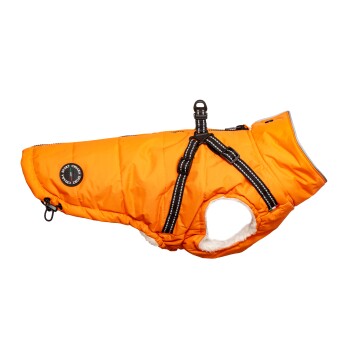 NICK Winterjacke mit integriertem Geschirr dunkelblau XS orange L
