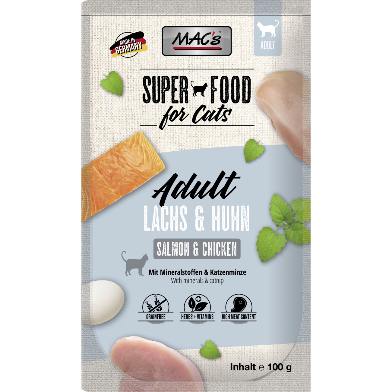 MAC's Nassfutter Katze Adult Lachs und Geflügel 12x100 g