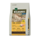 Wilderness Adult Trockenfutter für Katzen, Pure Chicken Rezeptur; Foto einer Wildkatze; Aufschriften 'WILDERNESS', 'Pure Chicken', '65% 35% 0%'.
