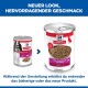 Alte und neue Hill's Science Plan Hundefutterdosen, Adult 1–6 mit Rind; Überschrift NEUER LOOK, HERVORRAGENDER GESCHMACK und darunter ein deutscher Hinweis.