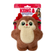 KONG Smuzzles Plüsch braunes Rentier-Hundespielzeug mit roten Geweihen und grünen Augen, Verpackung zeigt Hund und Besitzer.