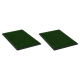 Zwei rechteckige Haustier-Trainingspads mit künstlichen Grasoberflächen, in Schwarz gerahmt, nebeneinander auf einem weißen Hintergrund platziert.