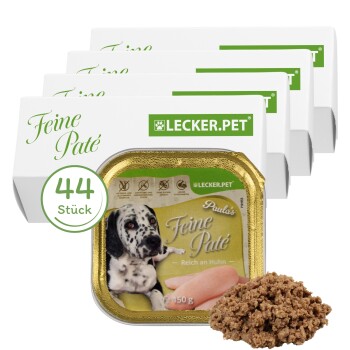 Lecker.Pet Paula's Feine Paté Reich an Huhn Hundefutter Nassfutter Vollnahrung 44x150 g