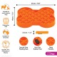 Orangefarbene, knochenförmige Slow-Feeder-Matte für Hunde, 25x19x3,5 cm, mit speziellen Noppen, rutschfesten Füßen, tiefen Taschen, spülmaschinenfest, BPA-frei.