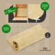 Aufgerollte Naturfaser-Käfigmatte, Zuschneide-Scheren-Icon, Beschriftungen ‚100% NATÜRLICH‘ und ‚plastikfrei verpackt‘
