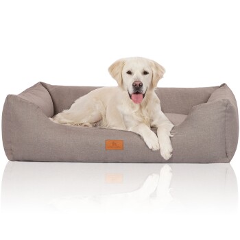 Hundebett Lotte aus Velours mit feinem Handwebcharakter hellgrau XXL