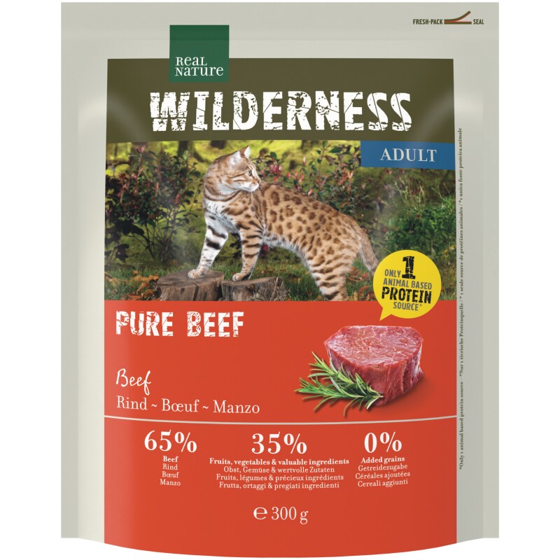 REAL NATURE WILDERNESS Nourriture sèche pour chat, Adulte, Pur Bœuf 300 g