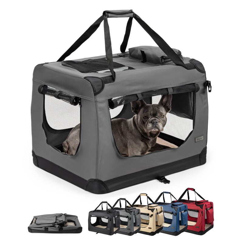 Lionto Hundetransportbox - Faltbar - Grau L