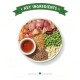Bowl of pet food featuring chicken, salmon, chicken liver, green peas, flaxseeds, lentils, and salmon oil, labeled with key ingredients.