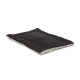 Schwarzes Haustierbett mit einem weichen, plüschigen grauen Rand, mit einem gesteppten Design für Komfort.