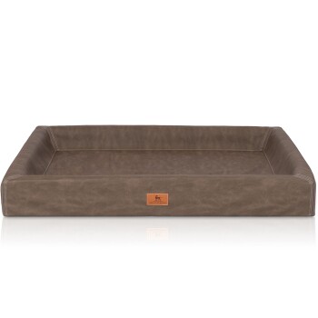 orthopädisches Hundebett Austin aus Kunstleder braun M-L