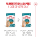 Pochettes de nourriture Royal Canin pour chats seniors, 11+ et 15+ ans, morceaux de 85 g en gelée.