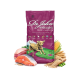 Dr. John hypoallergen Hundefutter mit Ente und Lachs, 12,5 kg Tasche, mit einer Hundillustration, mit 24% Protein und 10,5% Fett.