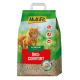 Un sac de 9,7 kg de litière pour chats MultiFit Öko-Comfort avec un chat orange fluffy sur le devant, avec un texte indiquant agglomération et contrôle des odeurs.