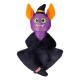 Purple bat-shaped dog toy with green eyes, orange ears and witch hat attached to a black plush blanket, KONG tag.
