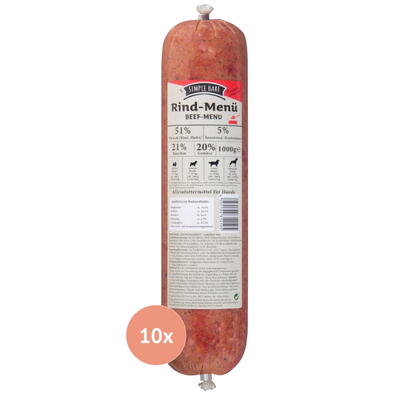 Simple BARF Rind Menü 10x1 kg