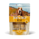 DeliBest Hemp Snack RELAX Hundeleckerli-Beutel, 'Anti Stress mit Hanföl', 82% Hähnchenfleisch, Hähnchen-Symbol, Weinberg-Hintergrund.