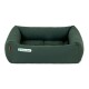 Grünes Haustierbett mit gepolstertem Design, mit dem Logo "Doctor Bark" an der Seite.
