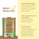 Eine Dose Irish Pure Haustierfutter mit einem gold- und braunfarbenen Design, das Zutaten und Nährwerte detailliert: 6,5% Protein, 5,2% Fett, plus Vitamine A, D, E.