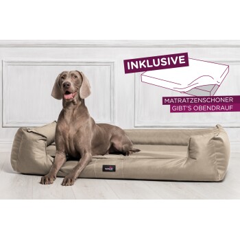 ® GOOFY - Orthopädisches Hundebett aus Polyester inkl. Matratzenschoner beige 1,1 m, 22 cm, 90 cm