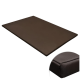 Braune Haustierbettmatte mit einer glatten Oberfläche und abgerundeten Kanten, mit einer Nahaufnahme der strukturierten Ecke.
