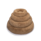 Plüschiges rundes beiges Haustierbett mit vier konzentrischen Donut-Ringen, flauschige Kunstfell-Oberfläche.
