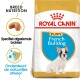 Royal Canin Puppyvoer voor Franse Bulldogs, met een puppy afbeelding, details over voeding voor het ras, en claims over het ondersteunen van natuurlijke verdedigingen.