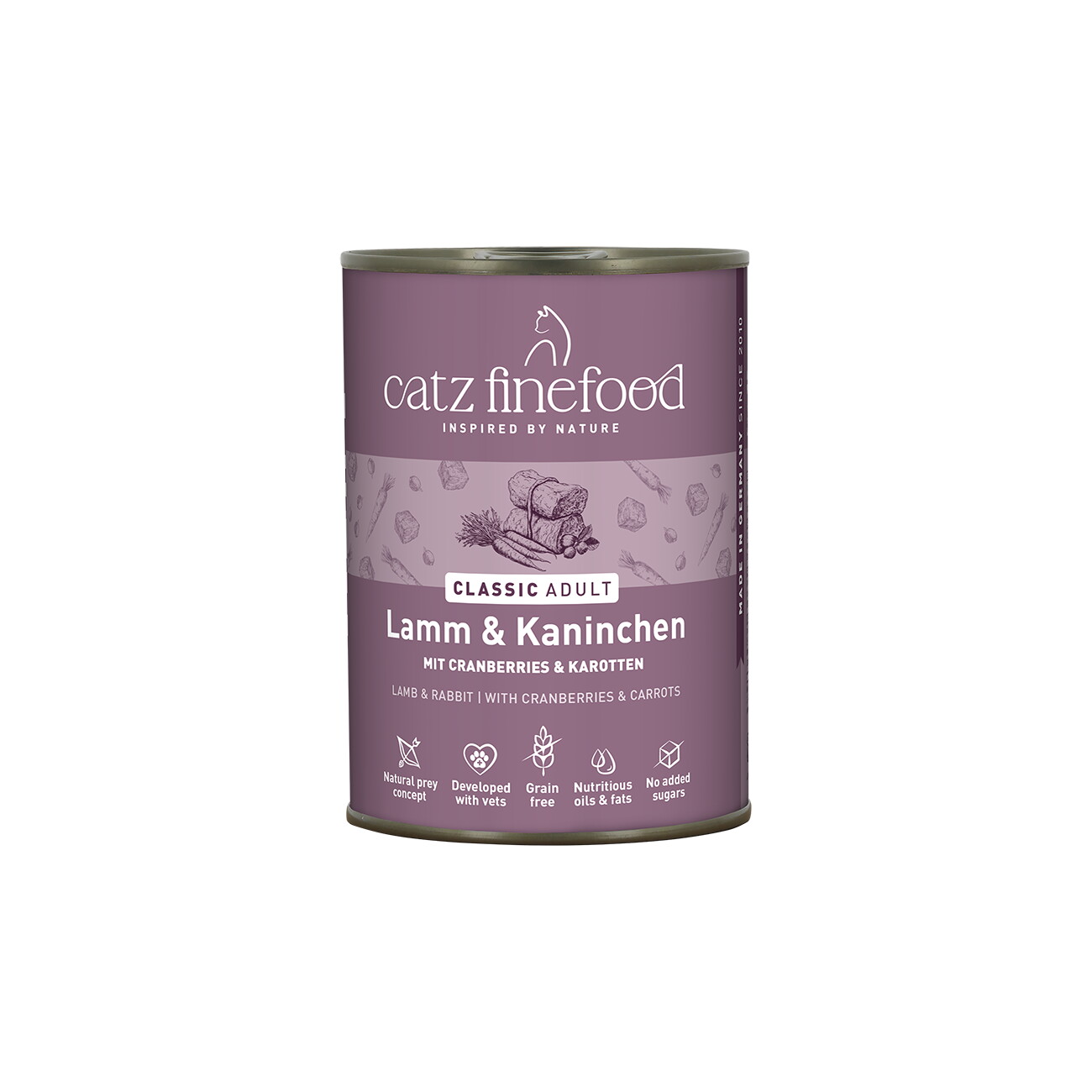 Catz finefood Nassfutter Katze Classic Adult Kaninchen und Lamm 6x400 g