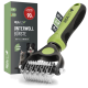 Zweiseitige Unterwollbürste mit ergonomischem schwarz-grünem Griff, in einer Box beschriftet mit "REAVET Unterwoll Bürste," behauptet, das Haaren um 90% zu reduzieren.