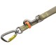 Khakifarbene Nylon-Hundeleine mit Metallkarabiner und Schnapphaken, orangefarbener Schlaufe und 'HUNTER'-Marke.