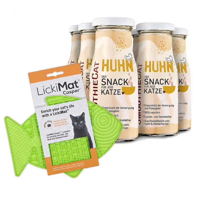 SmoothieCat Huhn 6x 150 ml + Lickimat Grün