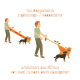 Tau Doppelleine, eine doppelte Hundeleine, illustriert mit einer Person, die zwei Hunde führt, und die Leichtigkeit der Kontrolle beim Spazierengehen hervorhebt.