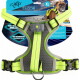 Neongelbes reflektierendes Hundegeschirr mit LED-Licht und D-Ring; Verpackungstext: 'afp all for paws', 'Light Up Harness', 'XL'