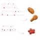 Rote Anzeige auf Deutsch: 'Mischung aus Rind und Huhn' und 'reich an Rote Bete', zeigt braune und rote Krokettenstücke