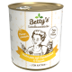 Dose von Betty's Landhausküche Katzenfutter 'Huhn pur mit Borretschöl & Taurin', Mono-Protein, 'Extra viel Fleisch', Köchin und Katze.