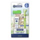 Canosept Hunde-Zahnpflegeset mit grüner Zahnbürste, Fingerbürste und Tube mit der Aufschrift 'ZAHNPASTA DENTAL GEL'; Etikett lautet 'Zahnpflege-Set'.