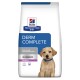 Hill's Prescription Diet Derm Complete voor puppy's, gericht op huidverzorging en voedselgevoeligheden, aanbevolen door dierenartsen.
