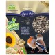 Lyra Pet Wild Vogel Futterverpackung mit zwei bunten Vögeln, Sonnenblumenkernen und Text, der "100% natürlich" und "Premium Futter" angibt.
