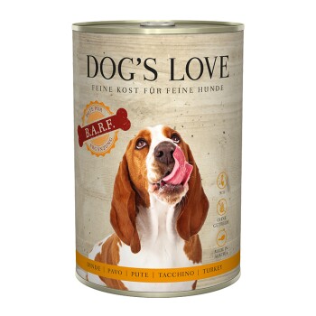 DOG’S LOVE Adult Fleisch Pur B.A.R.F. 6x400g Pute