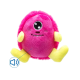 Rosa und gelbes Plüsch-Einäugiges Monster-Haustierspielzeug mit Sound-Symbol auf weißem Hintergrund.