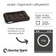 Schwarzes Hundebett mit gepolstertem Design, beschriftet mit "Doctor Bark", mit Waschhinweisen: maschinenwaschbar bis 95°C und trocknergeeignet.