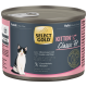 Select Gold Kitten Classic Fit Hühnerpastete Katzenfutterdose mit Bild eines schwarz-weißen Kätzchens, ohne Zuckerzusatz oder Soja, getreidefreie Rezeptur.