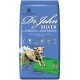 Blaue Tüte von Dr. John Silver Hundefutter mit Huhn, Gemüse, einer laufenden Hundillustration, 18% Protein, 6% Fett und Gesundheitsicons.