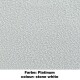 Texturierte Oberfläche in Platinfarbe, beschriftet mit "Farbe: Platinum" und "colour: stone white" am unteren Rand.