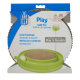 Catit Play Refill Pad for the Play 'n Scratch toy, featuring a round cardboard scratching surface in a green base, with multilingual text.