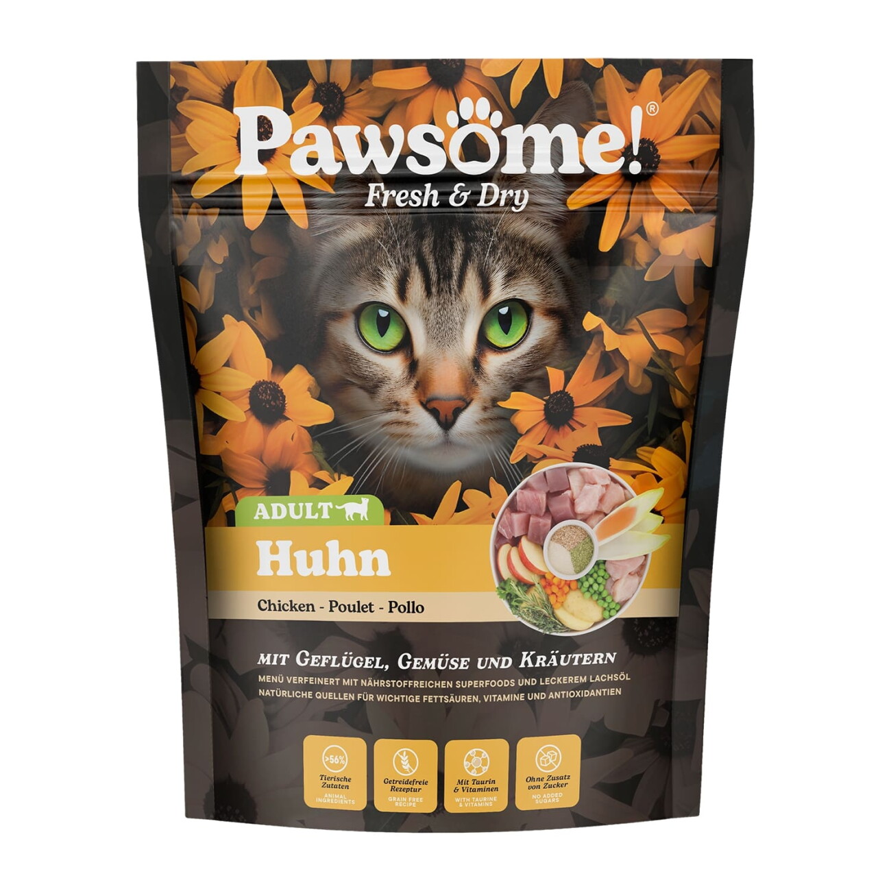 Pawsome Fresh & Dry Trockenfutter, Katze, Adult, Huhn 750 g