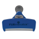 Blauer FURminator-Unterwollentferner mit grauem Griff, Metall-'FURejector'-Hebel und sichtbarem FURminator-Logo.